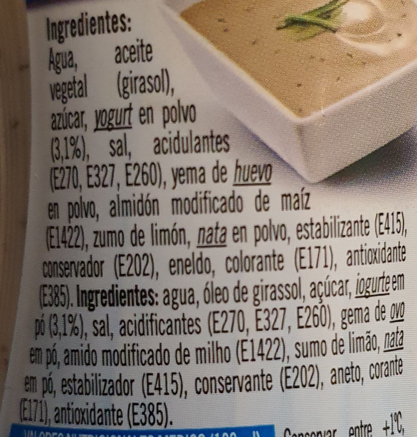 Salsa yogurt - Ingredients - es