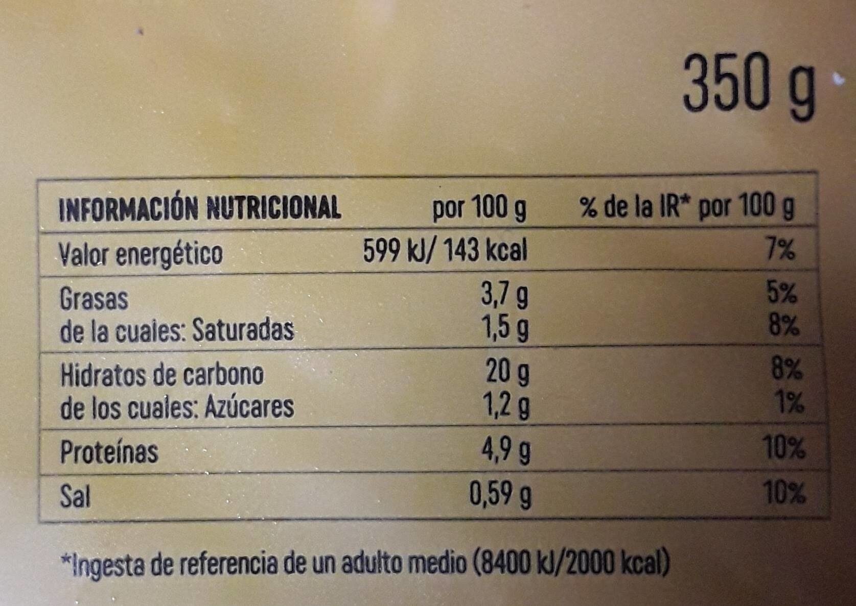 Fettuccini con salsa de setas - Informació nutricional - es