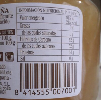Mermelada de piña - Voedingswaarden - en