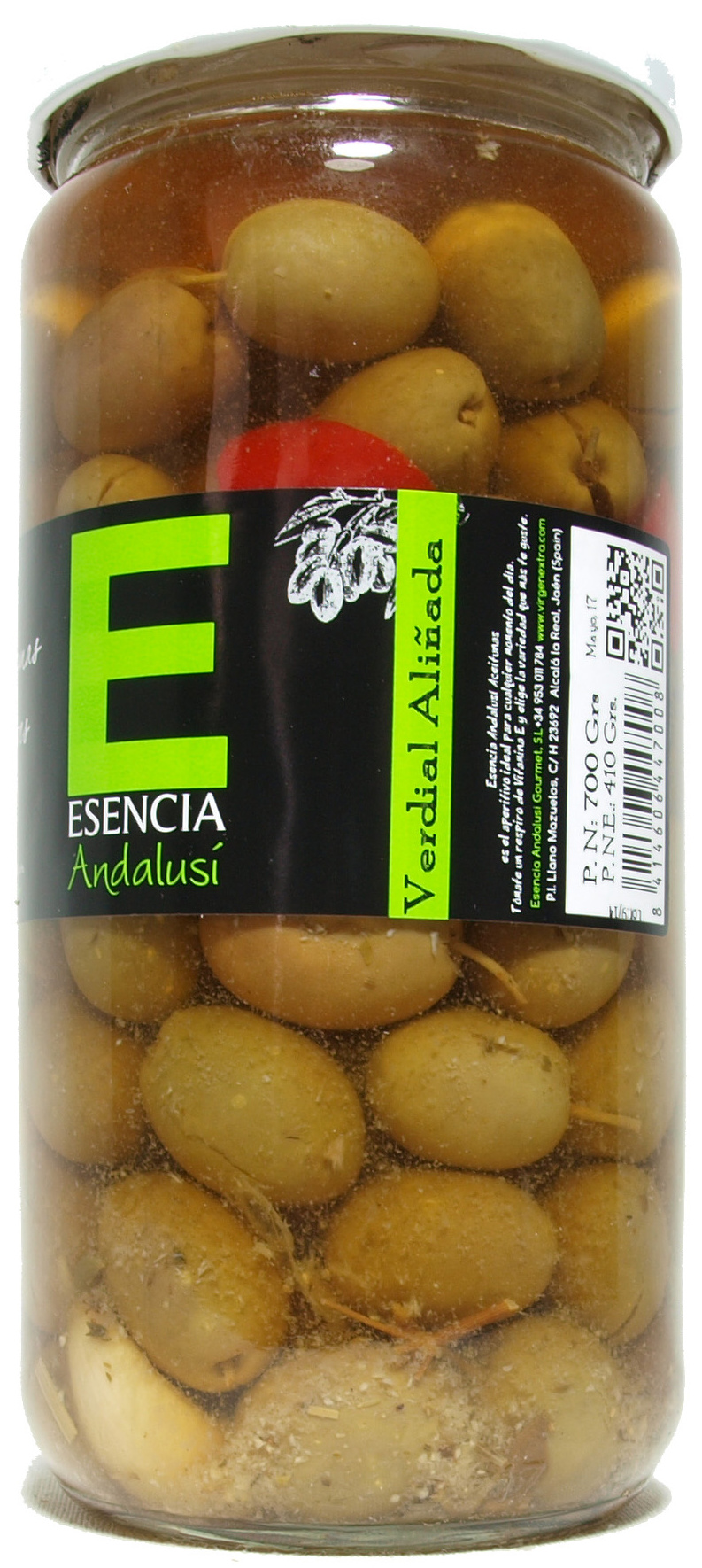 Aceitunas verdes aliñadas "Esencia Andalusí" Variedad verdial - Producto