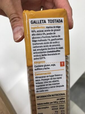 Galletas Tostada - Ingredients - es