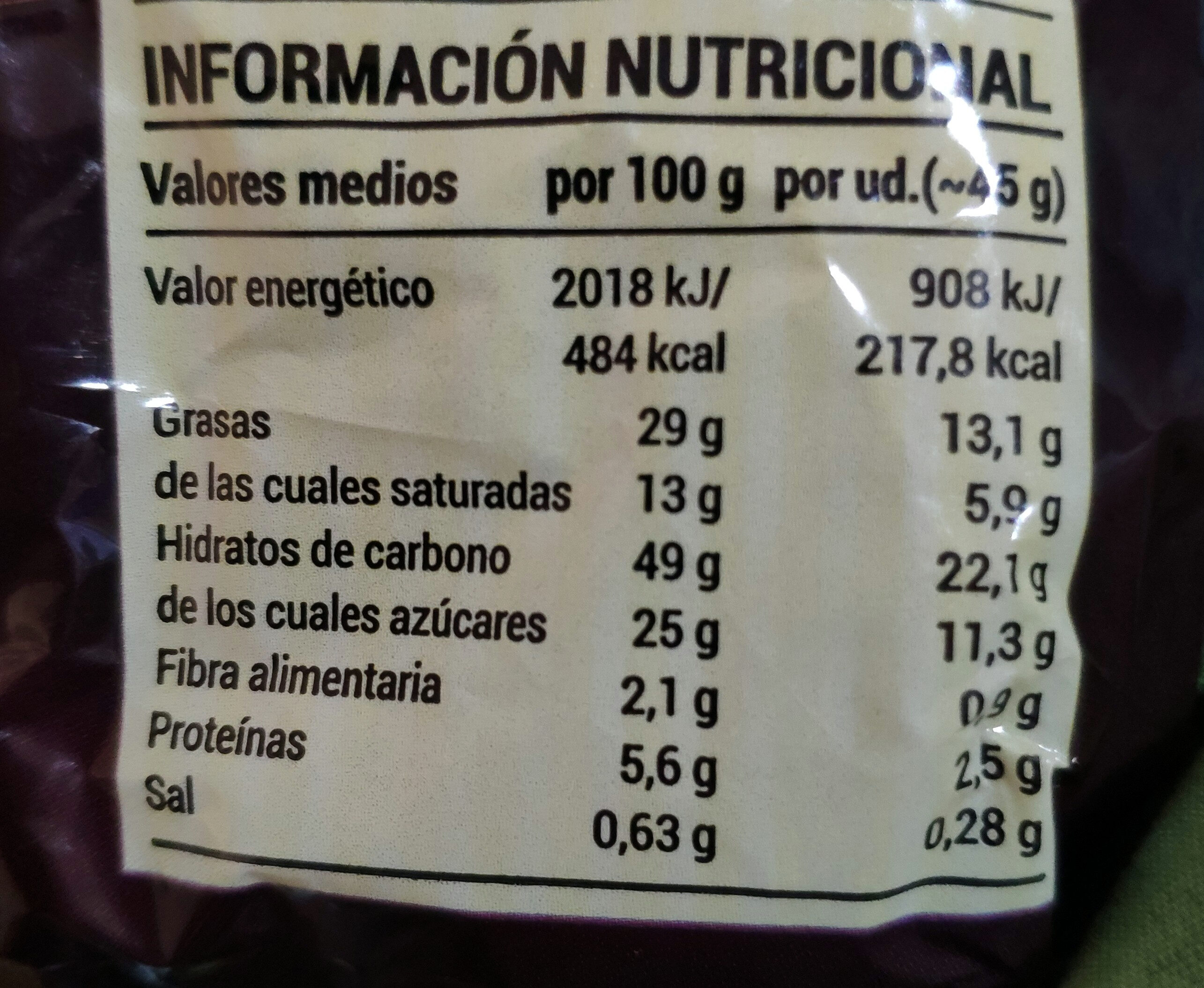 Croissants rellenos - Nutrition facts - es