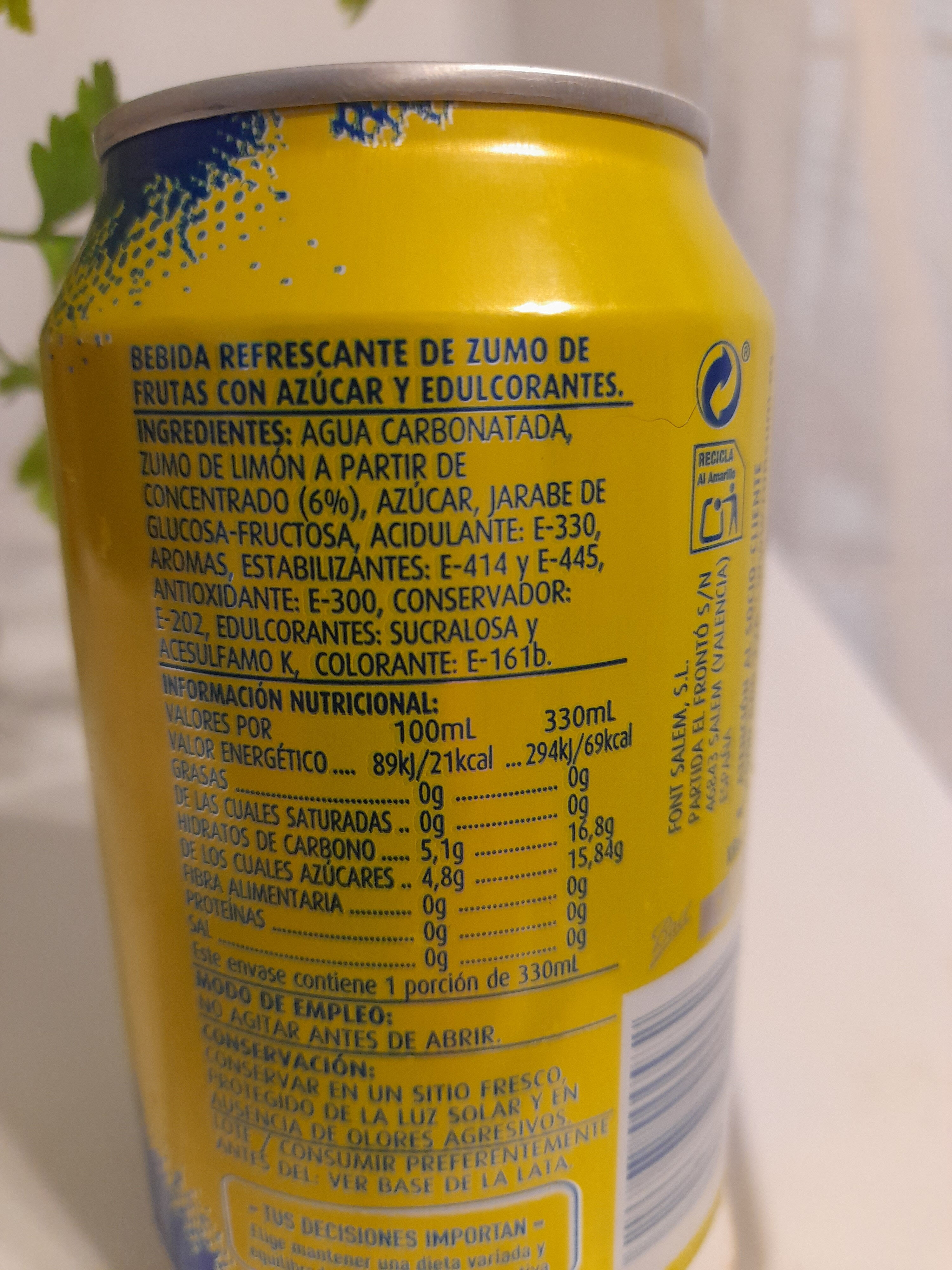 Limon con gas - Ingredients - es