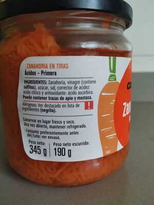 Zanahoria rallada - Informació nutricional