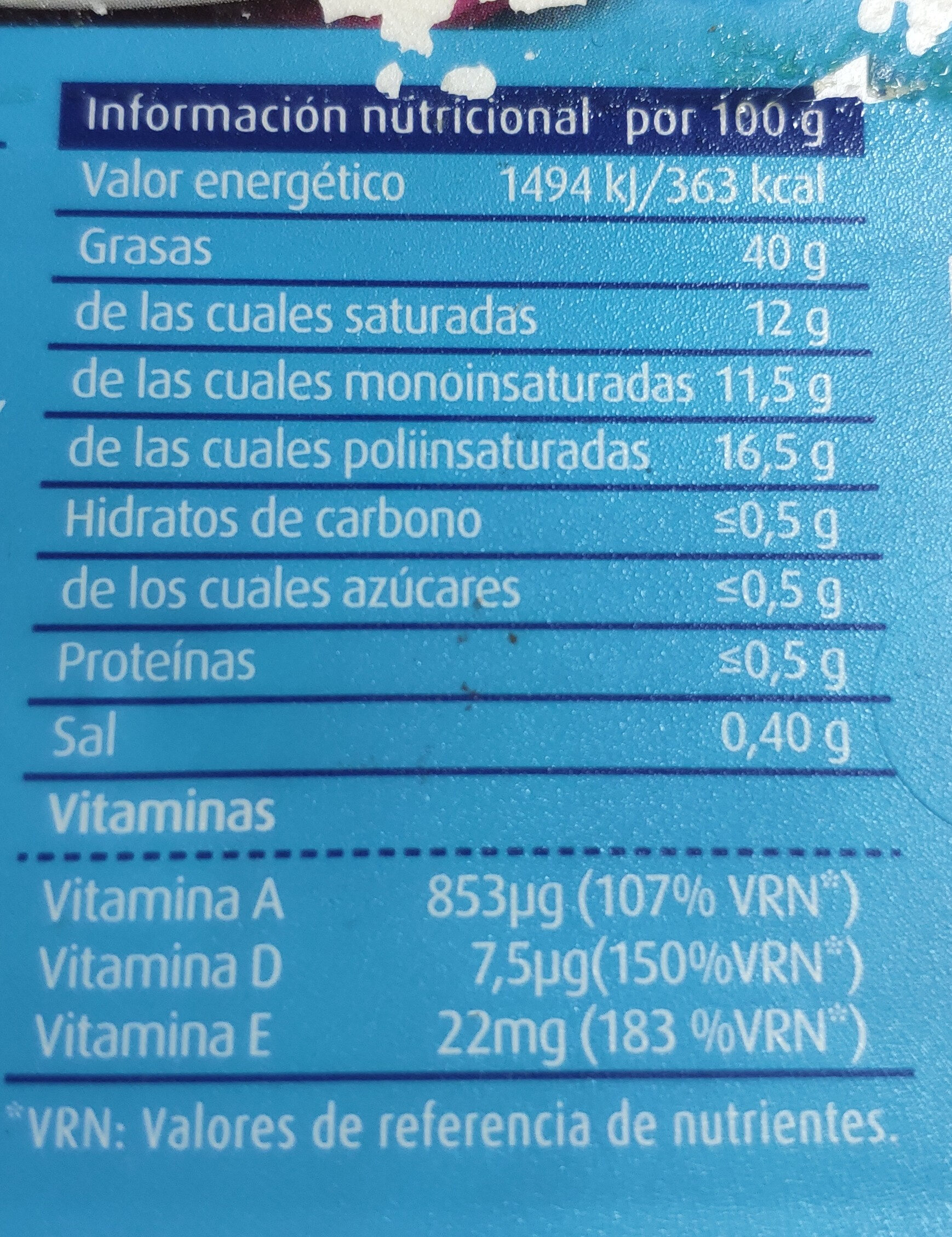 Margarina ligera - Informació nutricional - es