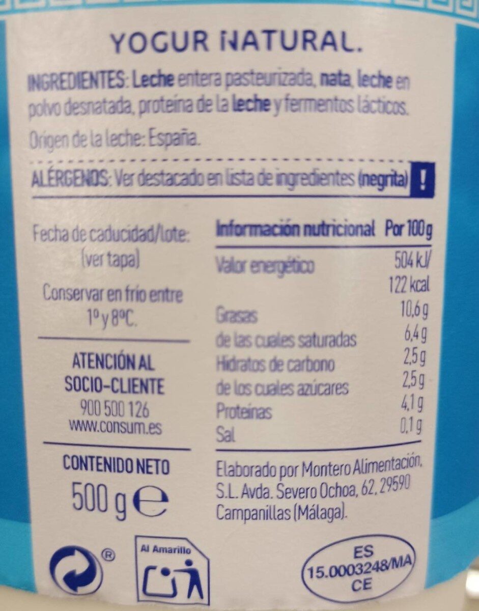 Iogurt Griego - Nutrition facts - es