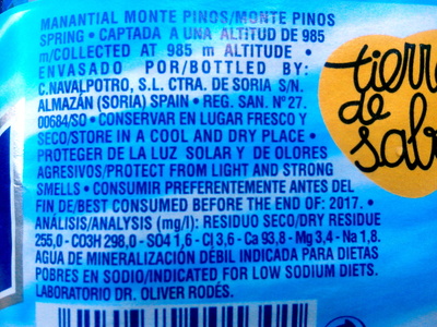 Agua Monte Pinos - Ingredients - es