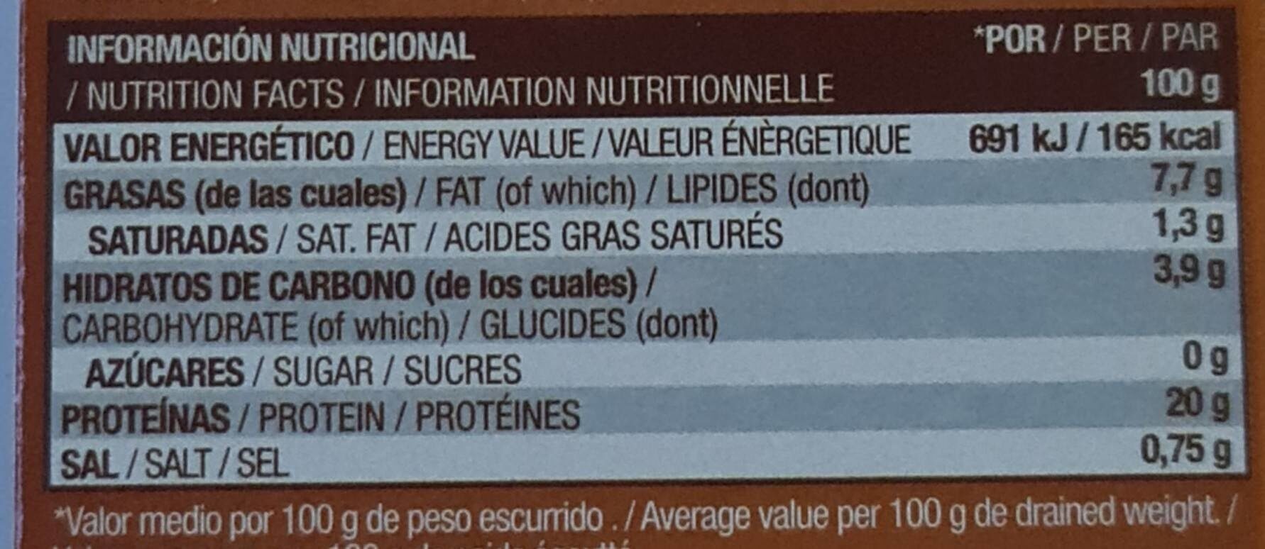 Mejillones en escabeche - Nutrition facts - es