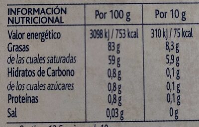 Mantequilla - Nutrition facts - es