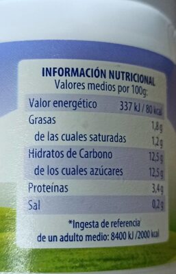 Yogurt - Nutrition facts - es