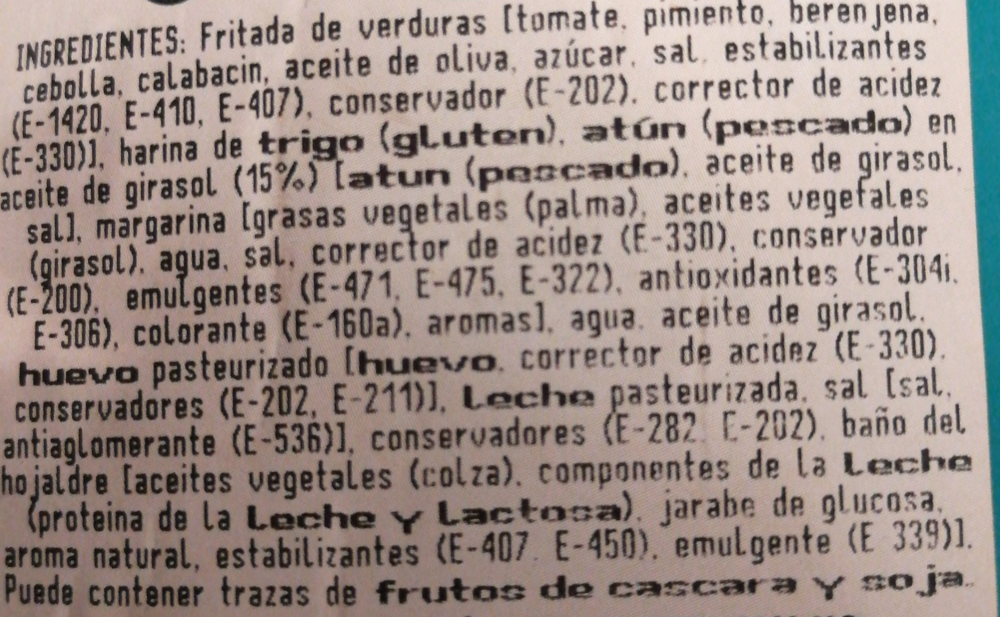 Empanada de Atún Hojaldre - المكونات - es