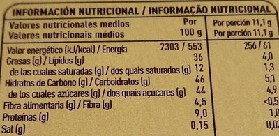 Turrón chocolate con almedras - Informació nutricional - es