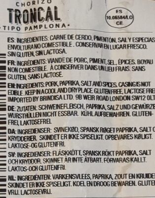 Chorizo troncal - Ingredients - fr