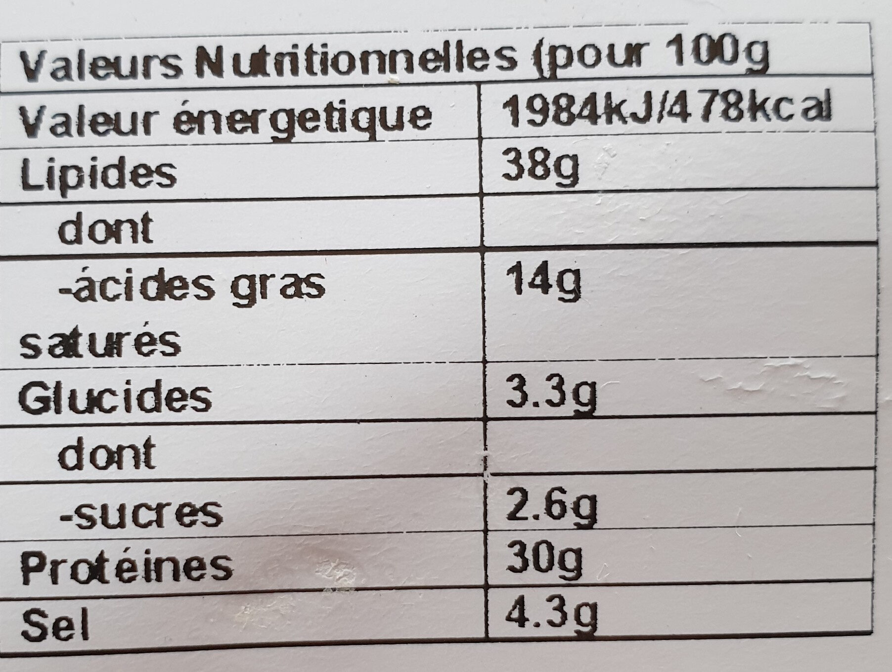 Fuet extra - Nutrition facts - fr