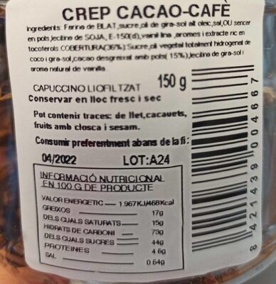 Crep cacao-cafe - Nutrition facts - es