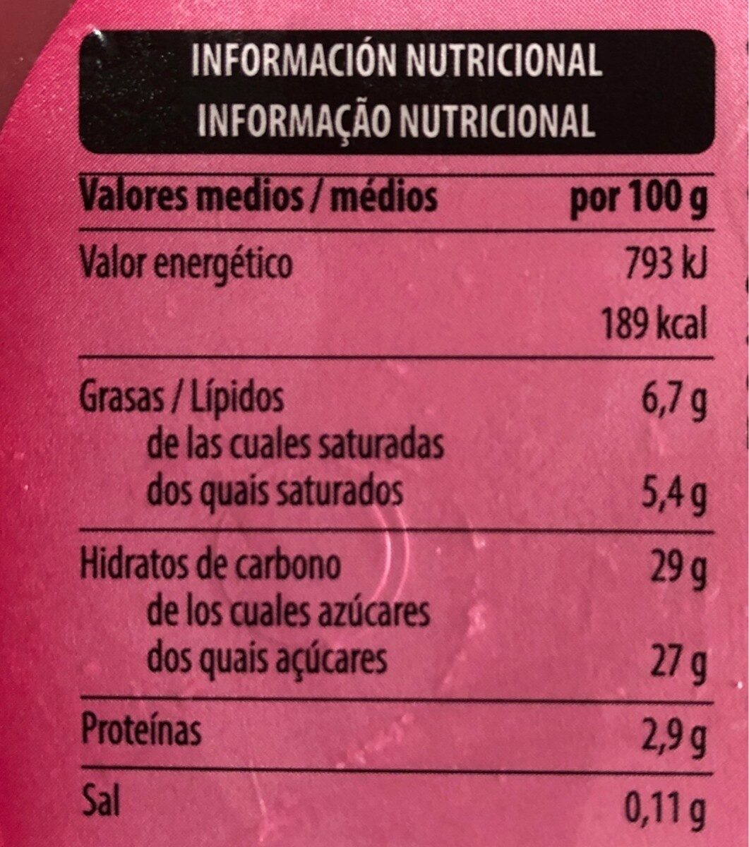 Helado fresas con trozos - Dados nutricionais - es
