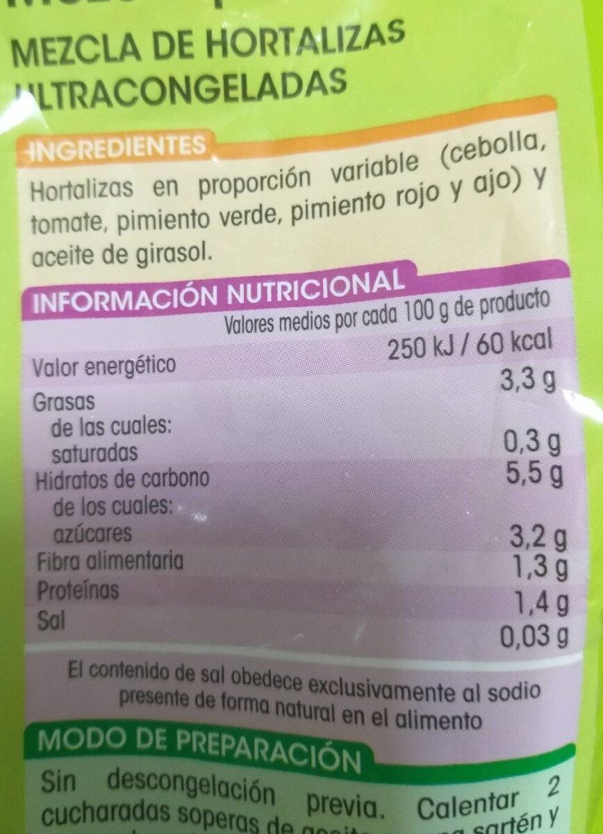 Mezcla para sofrito - Nutrition facts - es