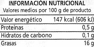 Aceitunas negras cacereñas con hueso - Tableau nutritionnel - es