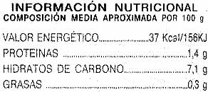 Cebollitas en vinagre - Informació nutricional - es