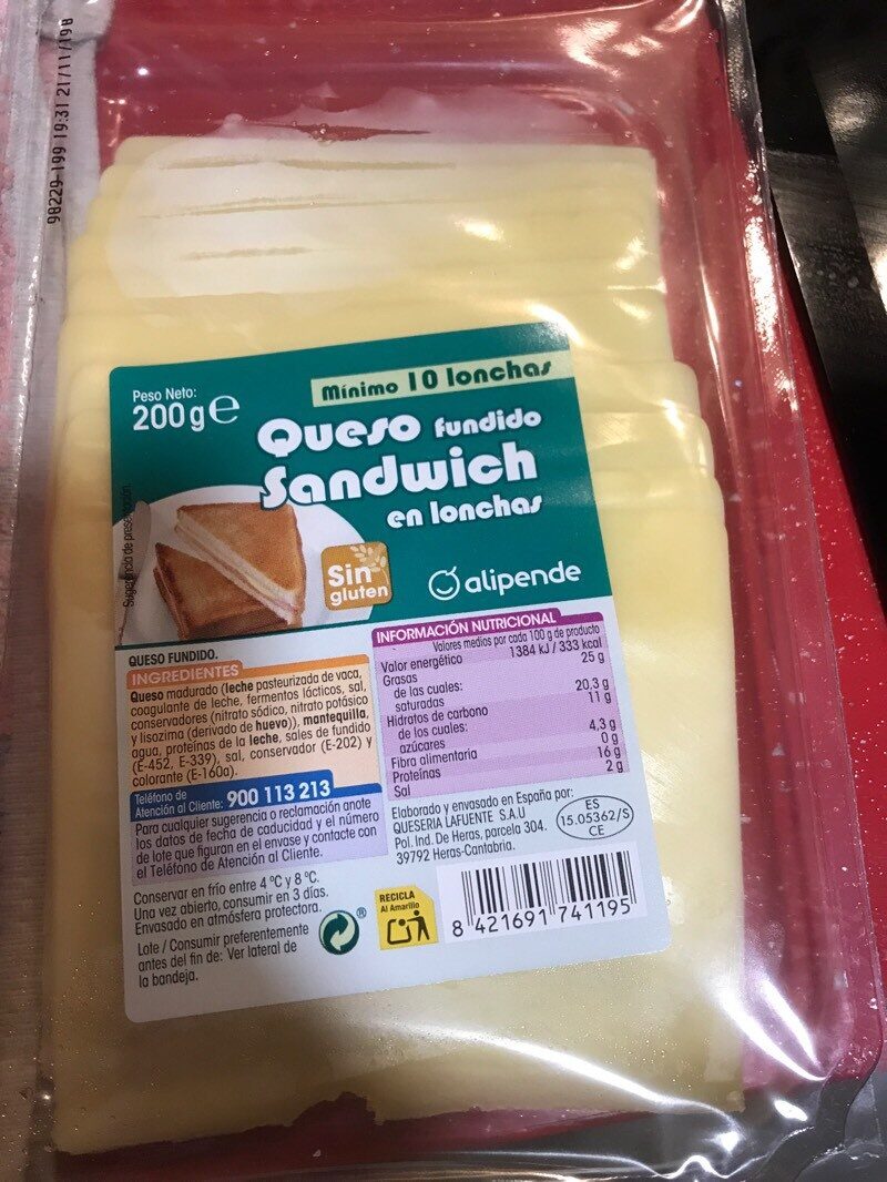 Queso fundido sándwich en lonchas - Product - es