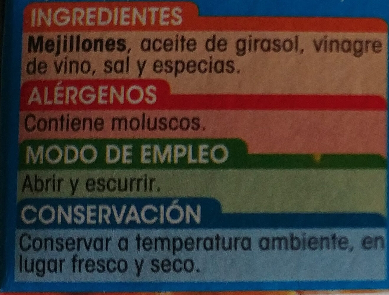 Mejillones de las rías gallegas en escabeche - Ingredients - es