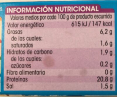 Mejillones de las rías gallegas en escabeche - Informació nutricional - es