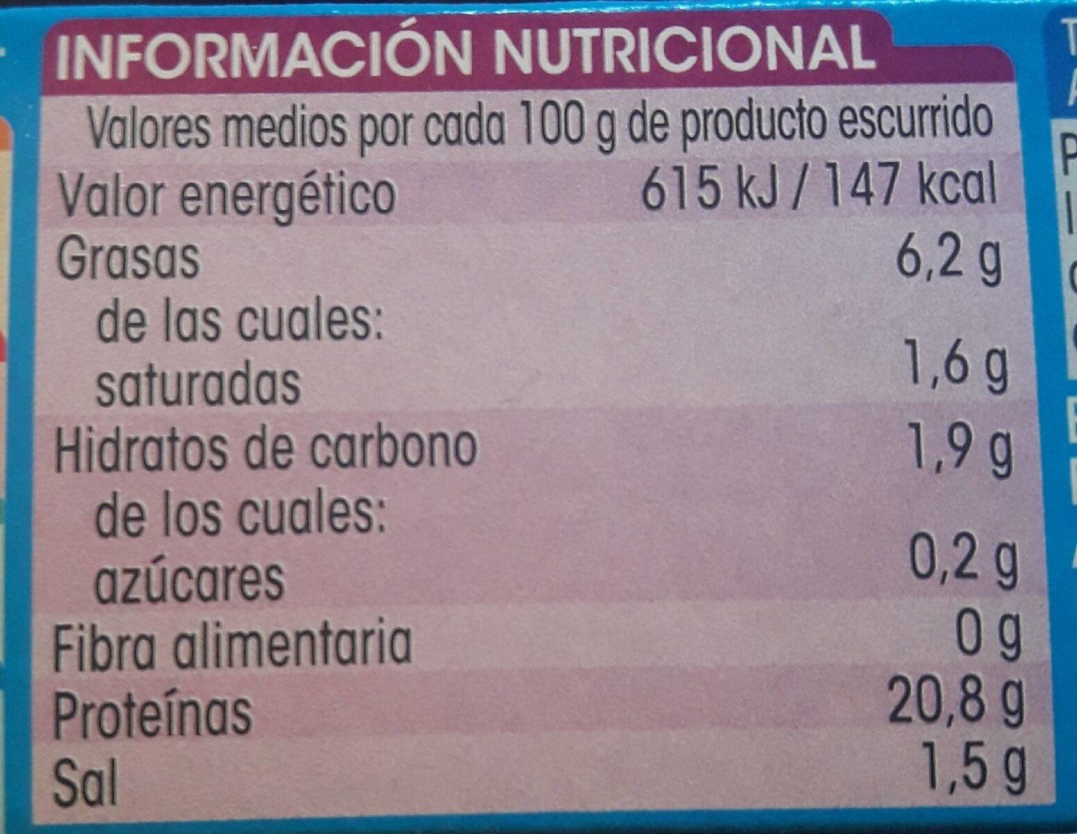 Mejillones de las rías gallegas en escabeche picantes - Informació nutricional - es