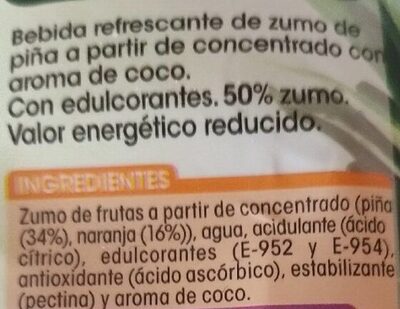 Bebida piña y coco - Ingredients - es