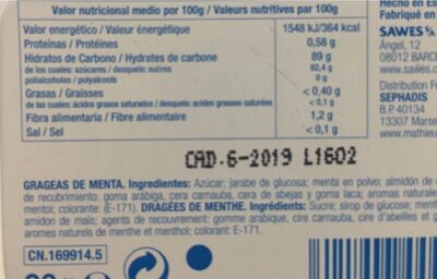 Fresh mint - Nutrition facts - fr