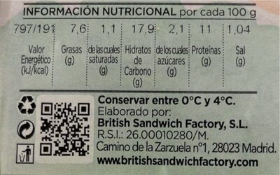 Sándwich Pollo - Nutrition facts - es