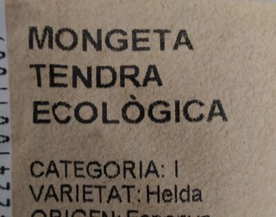 Mongeta Tendra Ecològica - Informació nutricional - es