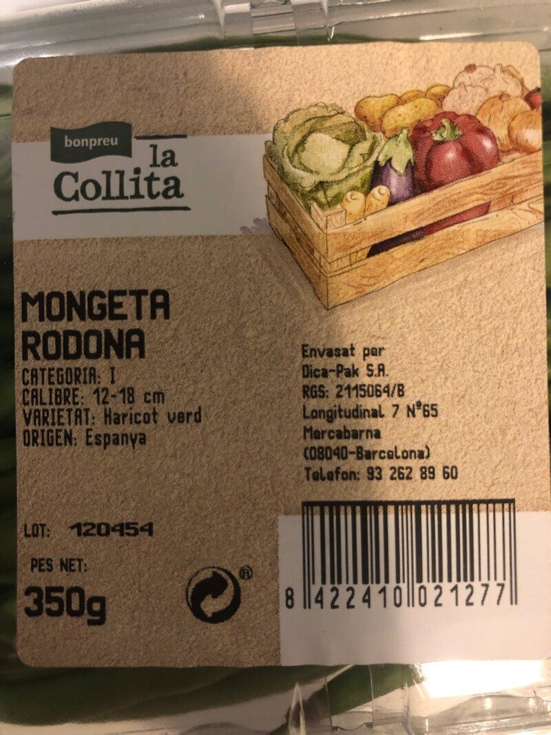 Mongeta rodona - Ingredients - es