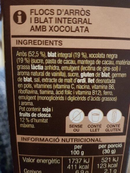 Cuida't xocolata - Ingredients - es