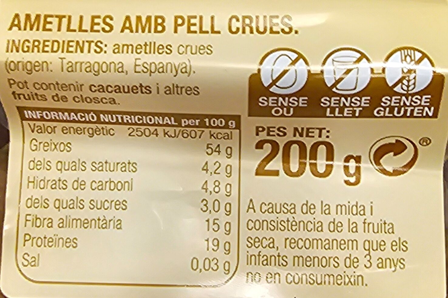Ametlles - Ingredients