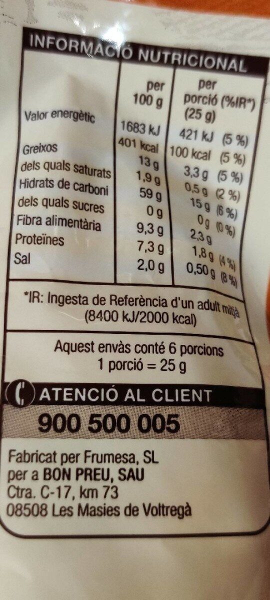 Blat de Moro fregit i salat - Información nutricional