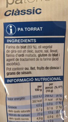 Pa torrat - Ingredients - es