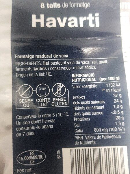 Havarti - Ingredients - es