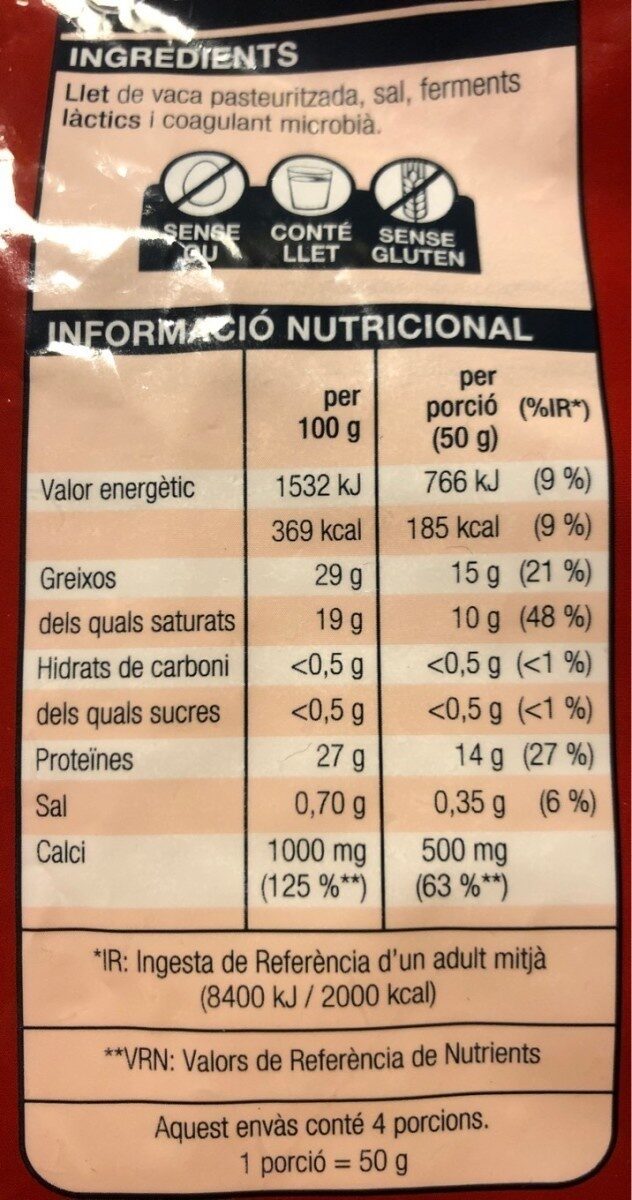 Emmental Francés - Informació nutricional