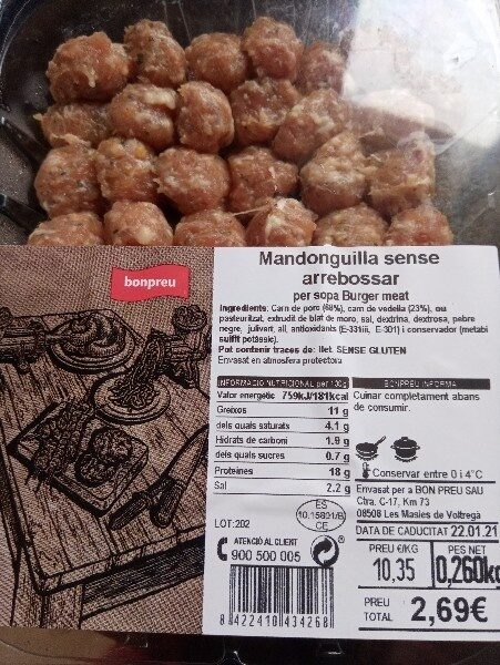 Mandonguilla sense arrebossar - Ingredients - es