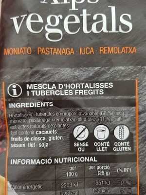 Xips vegetals - Ingredients - es