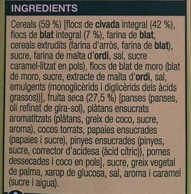 Musli fruita seca - Ingredients