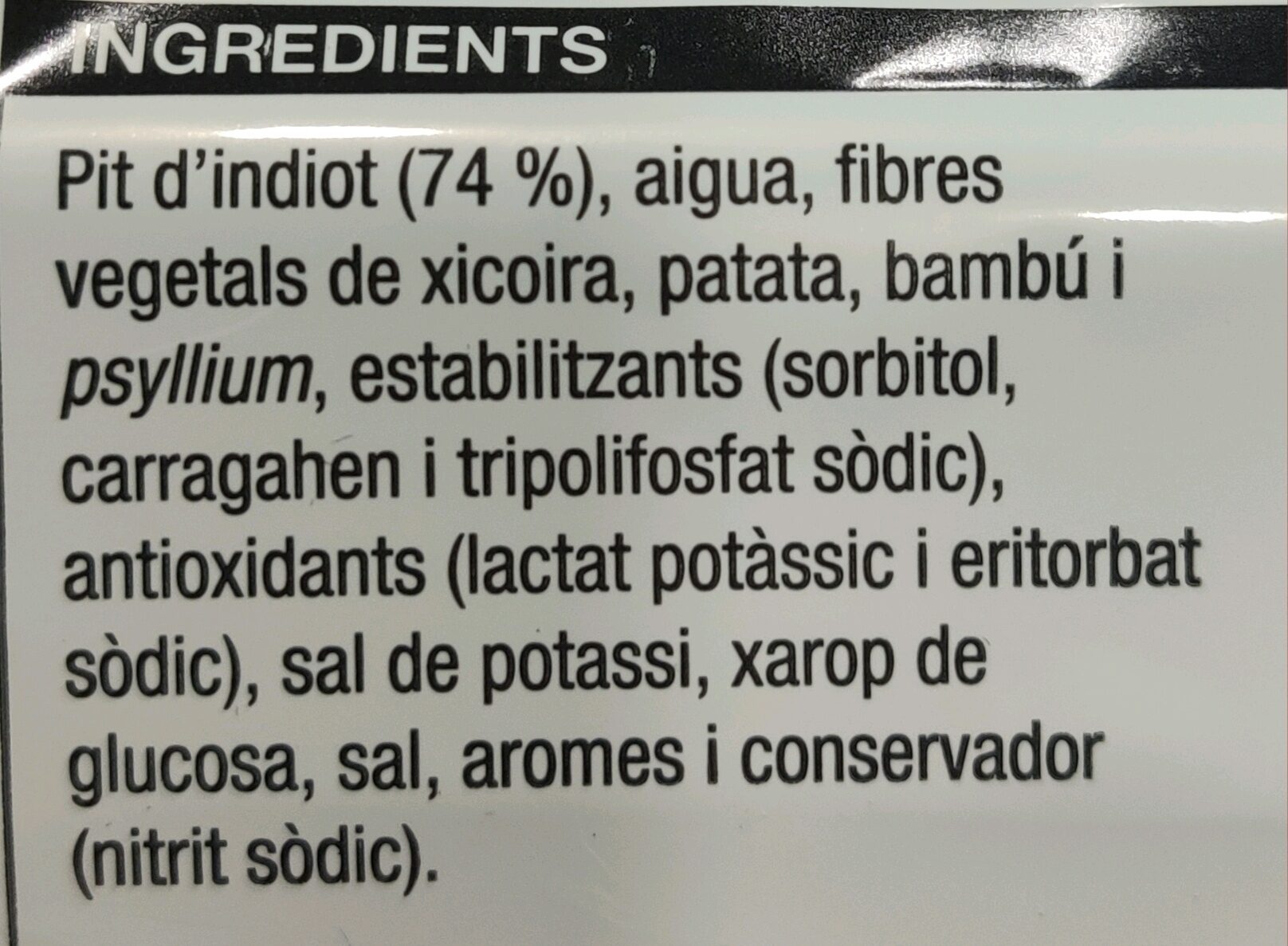 Pit d'indiot - Ingredients - es