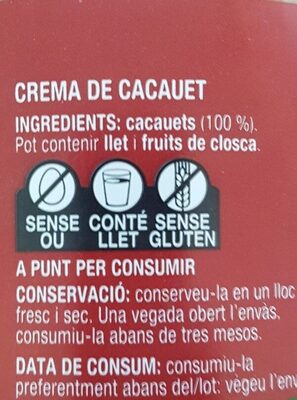 Crema de Cacahuete - Ingredients - es