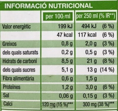 Beguda de civada - Informació nutricional