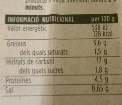 Espaguetis bolonyesa - Información nutricional