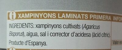 Champinyons laminats - Ingredientes
