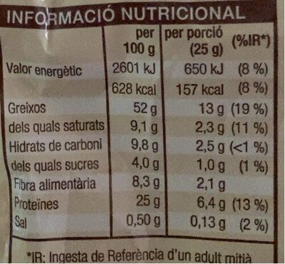 Cacauets fregits i salats - Informació nutricional