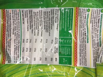 Tortillas de trigo integrales - Nutrition facts - es
