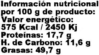 Semillas de Sésamo Crudo de cultivo ecológico - Informació nutricional - es