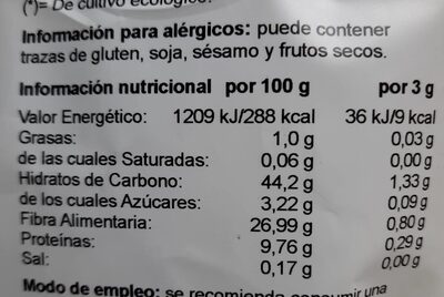 Cúrcuma y pimienta ecológica - Nutrition facts - es